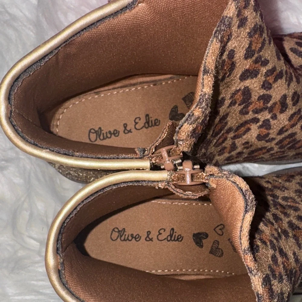 Leopard Print and Gold Glitter Kids Boots